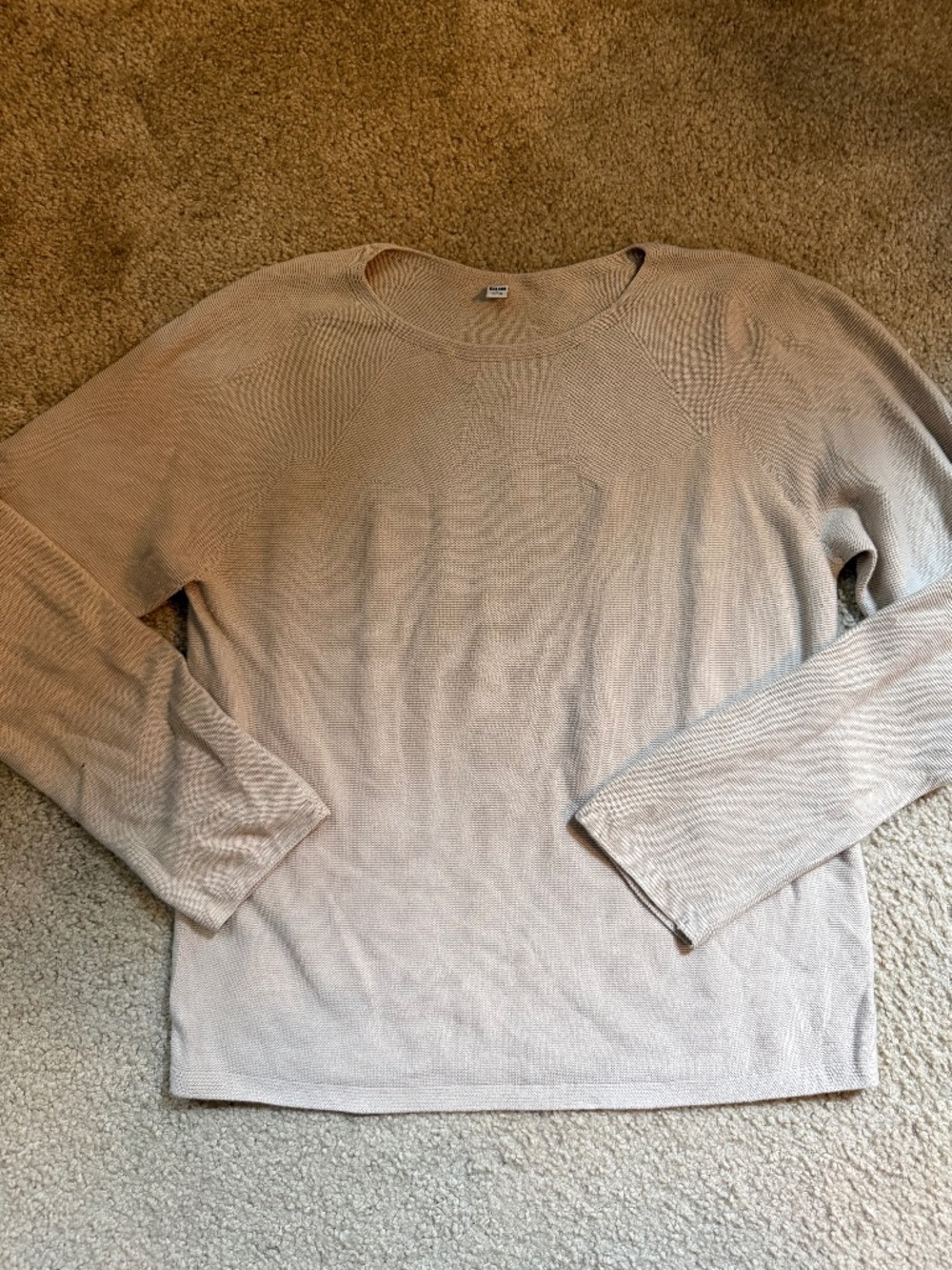 Uniqlo 3D Knit Cotton Crew Neck Long Sleeve Sweater Sz M Brown Beige